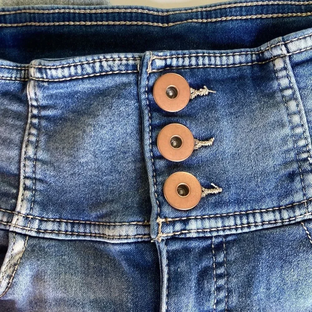 👖High Rise Sculpting Skinny Crop Distressed Jeans Size 9 - Picture 3 of 14